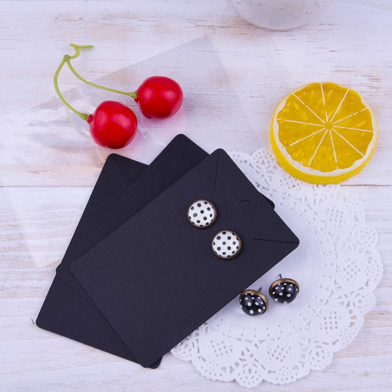 TUPARKA 120 Pcs Earring Display Card, Necklace Display Cards with120Pcs Self-Seal Bags,Earring Card Holder Blank Kraft Paper Tags for DIY Ear Studs and Earrings,3.5 x 2 Inches - Image 4